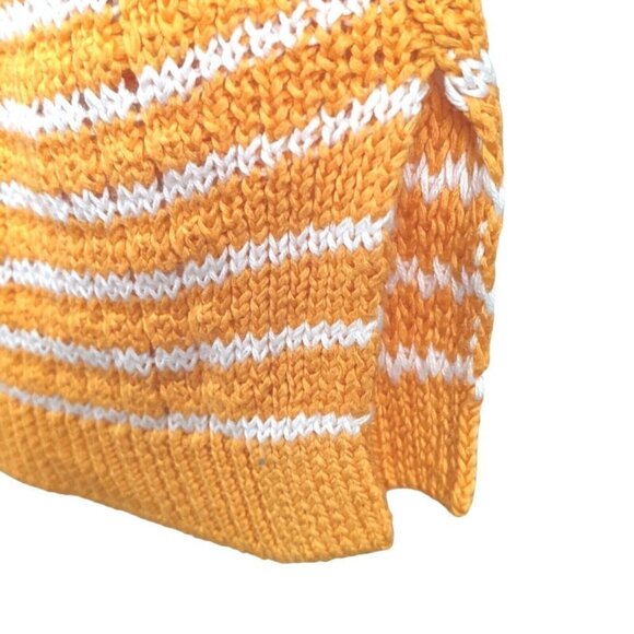 Talbots Women's Mixed Yarn Stripes Open Knit Golden Yellow Ivory Sweater Size M - Picture 6 of 9